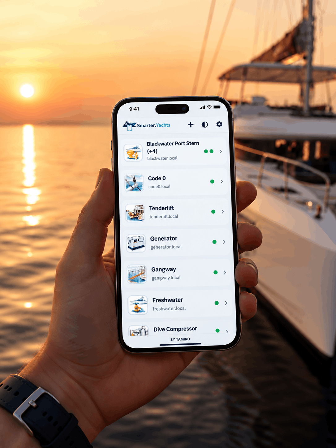 Smarter.Yachts App on a yacht